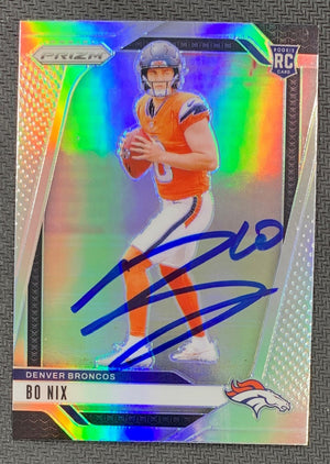 Bo Nix 2024 Panini Prizm Silver Signed Rookie Card #309 Beckett Auto 23994-Powers Sports Memorabilia