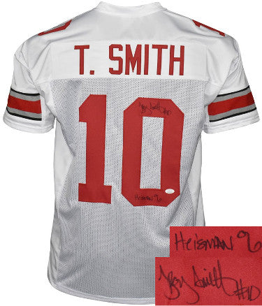 Troy Smith Autographed White Custom Stitched College Football Jersey #10 Heisman 06 XL- JSA Witnessed-Powers Sports Memorabilia