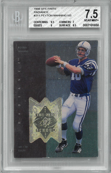 Peyton Manning 1998 Upper Deck SPX Finite Radiance Rookie Card (RC) #311- Beckett/BGS Graded 7.5 NM+ (Indianapolis Colts)-Powers Sports Memorabilia