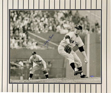 Whitey Ford Autographed New York Yankees Vintage B&W 16x20 Photo Matted- Steiner Hologram (20x24)-Powers Sports Memorabilia