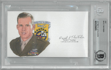 David Thatcher Autographed 3?ǥx5.5?ǥ cut signature w/ Image?Çô BAS/Beckett Encapsulated (WWII Doolittle Raiders / B-25B Mitchell Gunner)-Powers Sports Memorabilia