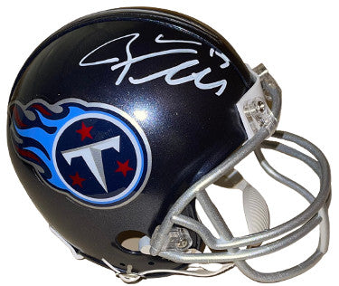 Ryan Tannehill Autographed Tennessee Titans Riddell Navy Mini Helmet #17- Beckett Witnessed-Powers Sports Memorabilia