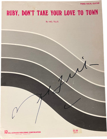 Mel Tillis Autographed 1966 Ruby, Don?ÇÖt Take Your Love To Town 9x12 Full 4-page Sheet Music Book Minor imperfections-Powers Sports Memorabilia