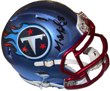 Marcus Mariota Autographed Tennessee Titans Blue Flash Speed Mini Helmet #8- JSA Witnessed #WP967609-Powers Sports Memorabilia