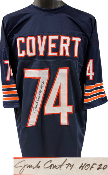 Jim Covert Autographed Chicago Navy TB Custom Stitched Pro Style Football Jersey #74 HOF 20 XL- Beckett/BAS #V29463-Powers Sports Memorabilia