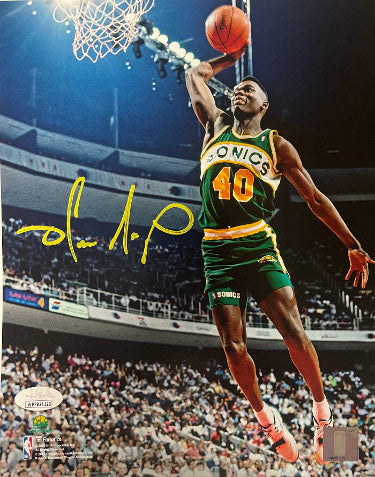 Shawn Kemp Autographed Seattle SuperSonics NBA 8X10 Photo- JSA Witnessed (1990 All-Star Game Gatorade Slam Dunk Contest)-Powers Sports Memorabilia