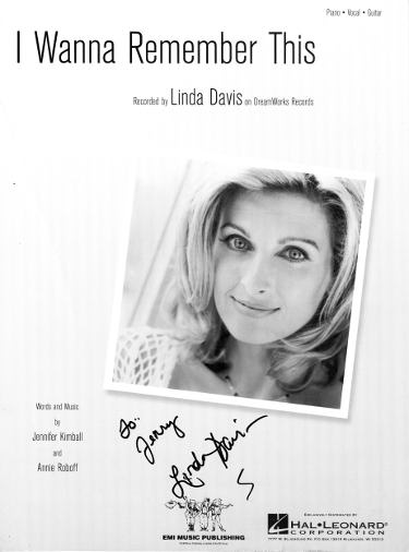 Linda Davis Autographed 1998 I Wanna Remember This 9x12 Sheet Music Book To Jerry imperfect- COA-Powers Sports Memorabilia