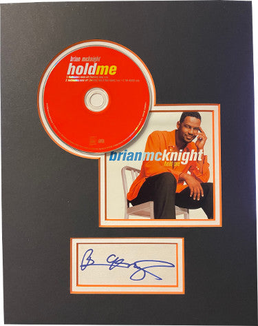 Brian McKnight Autographed 1998 Hold Me Album Single Cover w/ CD & 2x4 Cut Signature - Custom Matted to 11x14-Powers Sports Memorabilia