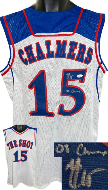 Mario Chalmers Autographed Kansas The Shot White Custom Stitched College Basketball Jersey 08 Champs XL- JSA Witnessed-Powers Sports Memorabilia