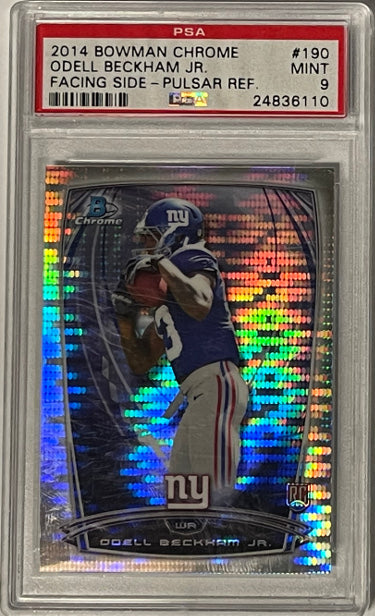 Odell Beckham, Jr. 2014 Bowman Chrome Pulsar Refractor Rookie Card (RC) #190- LTD 220/271- PSA Graded 9 Mint (New York Giants)-Powers Sports Memorabilia