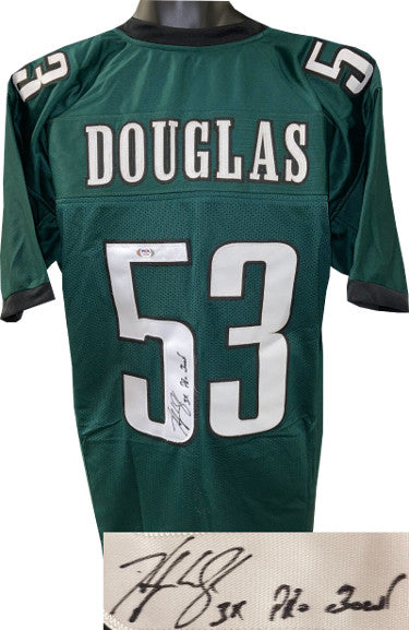 Hugh Douglas Autographed Philadelphia Green TB Custom Stitched Pro Style Football Jersey 3X Pro Bowl XL- PSA Hologram-Powers Sports Memorabilia