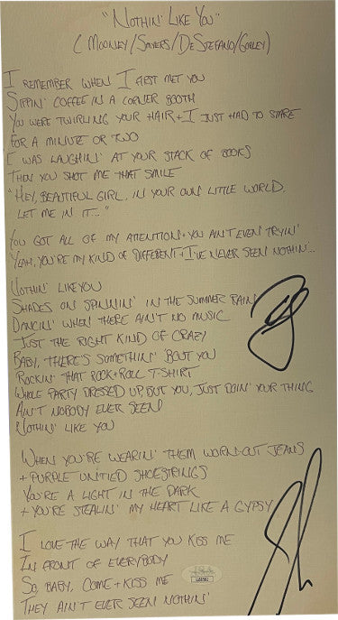 Dan + Shay Duo Dual Autographed 2015 ?ǣNothin?ÇÖ Like You?ǥ 8x15 Music Song Lyrics?ÇôJSA #LL60562 (Where It All Began Album)-Powers Sports Memorabilia