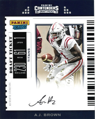AJ (A.J.) Brown Autographed Panini Contenders 2019 Draft Picks Rewards 8X10 Photo- Panini Authentic (Titans/Ole Miss)-Powers Sports Memorabilia