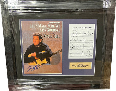 Vince Gill Autographed 2000 Let's Make Sure We Kiss Goodbye Sheet Music/Lyrics Premium Custom Framing (20 x 24)-Powers Sports Memorabilia