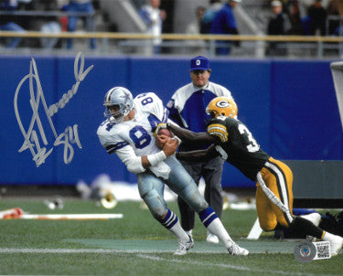 Jay Novacek Autographed Dallas Cowboys 8x10 Photo #84- Beckett Witnessed Hologram (vs Packers/silver sig)-Powers Sports Memorabilia