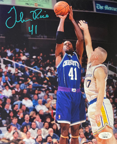 Glen Rice Autographed Charlotte Hornets 8x10 Photo- JSA Authenticated (jump shot)-Powers Sports Memorabilia
