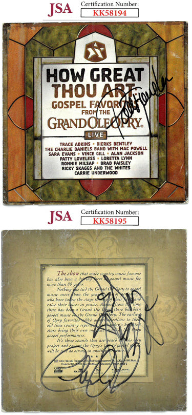 Charlie Daniels/Ricky Skaggs & Patty Loveless triple Autographed 2008 How Great Thou Art Gospel Favorites CD Booklet Cover wear- JSA-Powers Sports Memorabilia