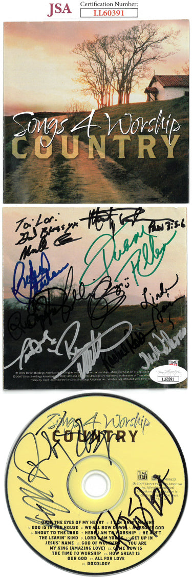 Linda Davis/Ricky Skaggs/Rachel Robinson/Bryan White Autographed 2007 Songs 4 Worship Country Booklet w/ CD & Case- 10 sigs- JSA-Powers Sports Memorabilia