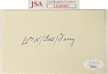 Wm H. Bill Terry Autographed 3x5 Index Card- JSA #LL60403 (New York Giants/1954 HOF)-Powers Sports Memorabilia