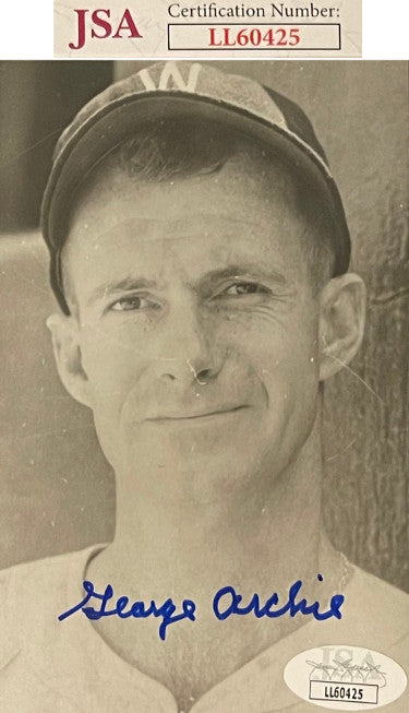 George Archie Autographed 3.5x5.5 B&W Photo Postcard- JSA #LL60425 (Washington Senators)-Powers Sports Memorabilia