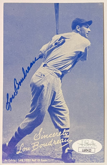 Lou Boudreau Autographed 3.5X5.5 HOF Exhibit Card- JSA #LL60423 (Indians/Red Sox/HOF 1980)-Powers Sports Memorabilia