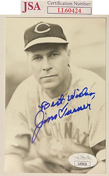 Jim Turner Autographed 3.5x5.5 B&W Photo Postcard Best Wishes- JSA #LL60424 (Cincinnati Reds)-Powers Sports Memorabilia
