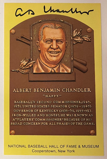 AB Chandler Autographed HOF Plaque 3.5x5.5 Postcard- JSA #LL60411 (Senator/Commissioner)-Powers Sports Memorabilia