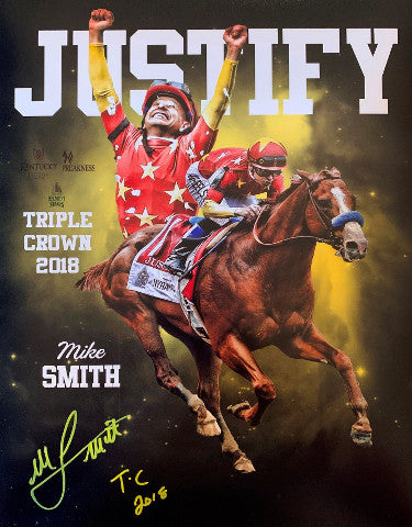 Mike E. Smith Autographed Justify 2018 Triple Crown Winner 11x14 Photo Collage TC 2018- AWM Hologram-Powers Sports Memorabilia