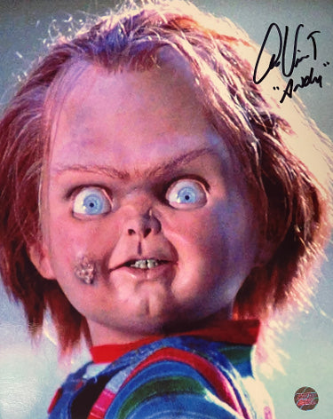 Alex Vincent Autographed Child's Play 8x10 Photo "Andy" with Chucky- AWM Hologram-Powers Sports Memorabilia