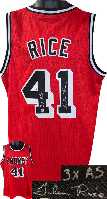 Glen Rice Autographed Miami GMoney Red Custom Stitched Pro Basketball Jersey 3X AS XL- AWM Hologram-Powers Sports Memorabilia