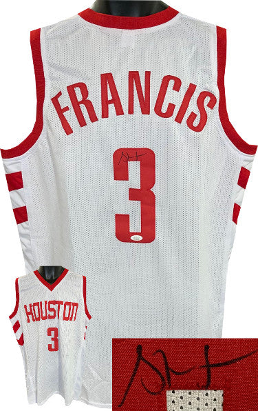 Steve Francis Autographed Houston White Custom Stitched Pro Basketball Jersey XL- JSA Witnessed-Powers Sports Memorabilia