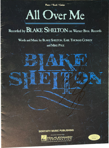 Blake Shelton Autographed 1999 All Over Me 9"x12" Sheet/Music Lyrics- JSA #PP75184 (8 Pages/Country Music/The Voice/RARE)-Powers Sports Memorabilia