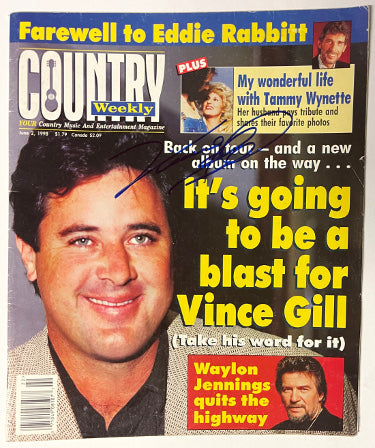 Vince Gill Autographed 1998 Country Weekly Magazine- Beckett Review-Powers Sports Memorabilia