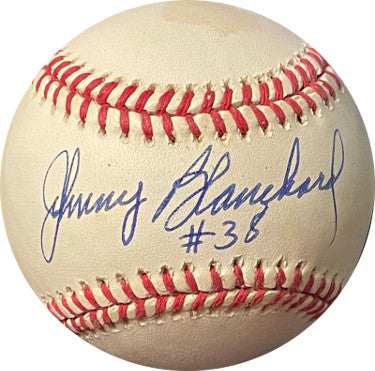 Johnny Blanchard Autographed ROAL Rawlings Official American League Baseball #38 toned (New York Yankees)-Powers Sports Memorabilia