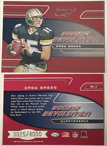 Drew Brees 2001 Donruss Quantum Leaf Rookie Revolution Card (RC) #RR-4- 3025/4000-Powers Sports Memorabilia