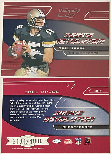 Drew Brees 2001 Donruss Quantum Leaf Rookie Revolution Card (RC) #RR-4- 2181/4000-Powers Sports Memorabilia