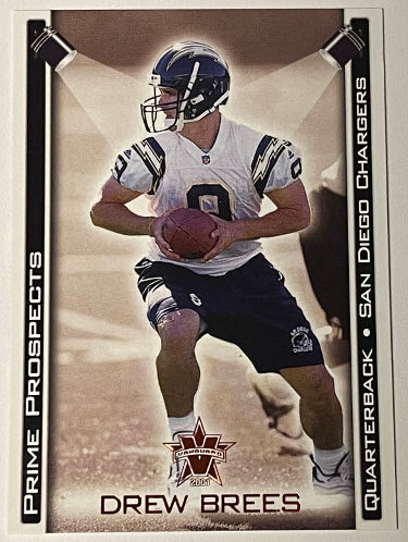 Drew Brees 2001 Pacific Vanguard Prime Prospects Leaf Rookie Card (RC) #28 (San Diego Chargers)-Powers Sports Memorabilia