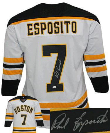 Phil Esposito Autographed Boston White TB Custom Stitched Pro Style Hockey Jersey XL- JSA Witnessed-Powers Sports Memorabilia