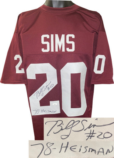Billy Sims Autographed Oklahoma Maroon Custom Stitched College Football Jersey #20 78 Heisman XL- JSA Witnessed-Powers Sports Memorabilia