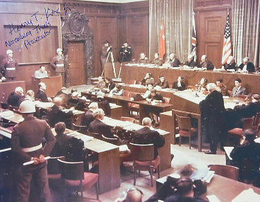 Henry T. King Jr. Autographed 1946 WWll Nuremberg Trials Color 8x10 Photo?Çô PSA #AD55351- Prosecutor Military Tribunals RARE-Powers Sports Memorabilia