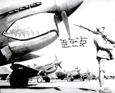 Lynn Jones Autographed WWII "Flying Tigers" 8x10 Photo 23rd Fighter Group 74th Squadron China- JSA #AC92720 (P-40 Warhawk Ace Pilot)-Powers Sports Memorabilia