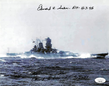 Edward Sieber Autographed WWII Vintage 8x10 Photo- JSA #SS17720- Hit 4-7-45- Helldiver Japanese Yamato/Autographed twice-Powers Sports Memorabilia