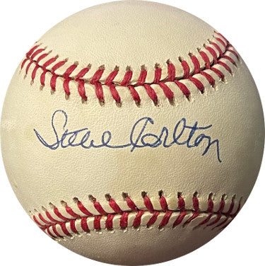 Steve Carlton Autographed ROAL Rawlings American League Baseball minor tone spots- Beckett (Phillies/Cardinals/10xAS/4X CY)-Powers Sports Memorabilia