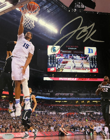 Jahlil Okafor Autographed Duke Blue Devils 8x10 Photo- Schwartz Hologram (Final Four vs Michigan State)-Powers Sports Memorabilia