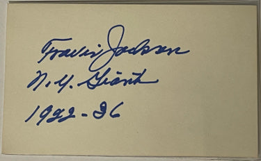 Travis Jackson Autographed 3x5 Index Card NY Giants 1922-26-Powers Sports Memorabilia