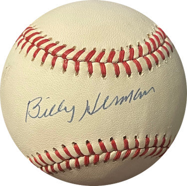 Billy Herman Autographed RONL Rawlings Official National League Baseball imperfect (Chicago Cubs)-Powers Sports Memorabilia