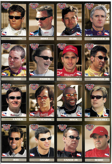 2002 Indianapolis/Indy 500 Card Set Un-Cut Sheet 16 Cards Lazier/Luyendyk/Fisher (86th)- Pristine-Powers Sports Memorabilia