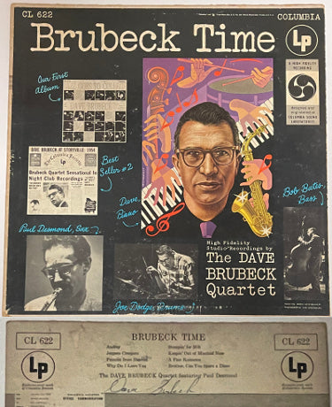 Dave Brubeck Autographed 1955 Columbia Records Brubeck Time Album Cover/LP/Vinyl/Record - back cover signature-Powers Sports Memorabilia
