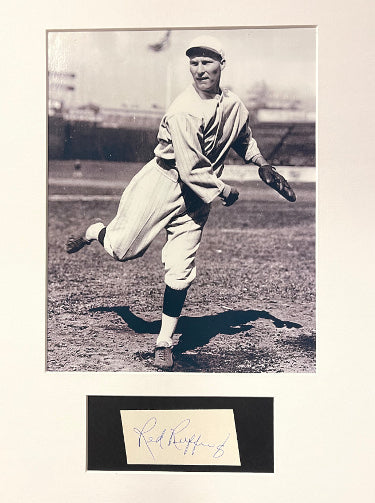 Red Ruffing Autographed 1.5"x3" Cut signature Matted with Boston Red Sox Vintage 8x10 B&W Photo- Beckett Review-Powers Sports Memorabilia