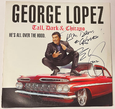George Lopez Autographed 2012 Tall, Dark & Chicano Comedy Album Cover/LP/Vinyl/Record- Beckett Review-Powers Sports Memorabilia